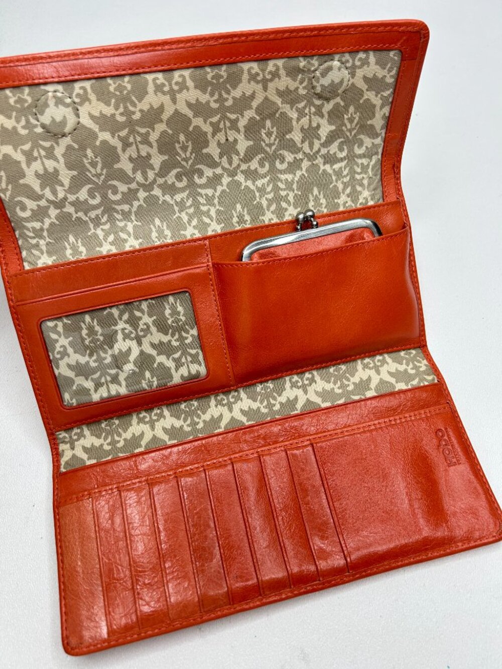 HOBO International SADIE Tangerine Leather TRIFOLD Wallet w/Coin Purse - Picture 6 of 12